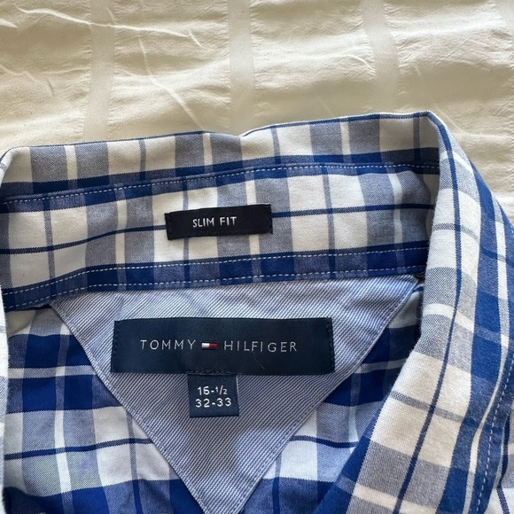 Tommy Hilfiger blue plaid button down - Picture 2 of 4